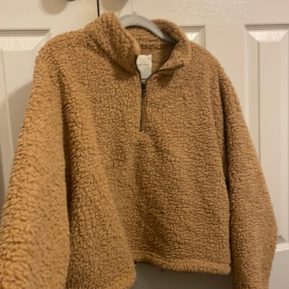 American Eagle teddy half-zip jacket